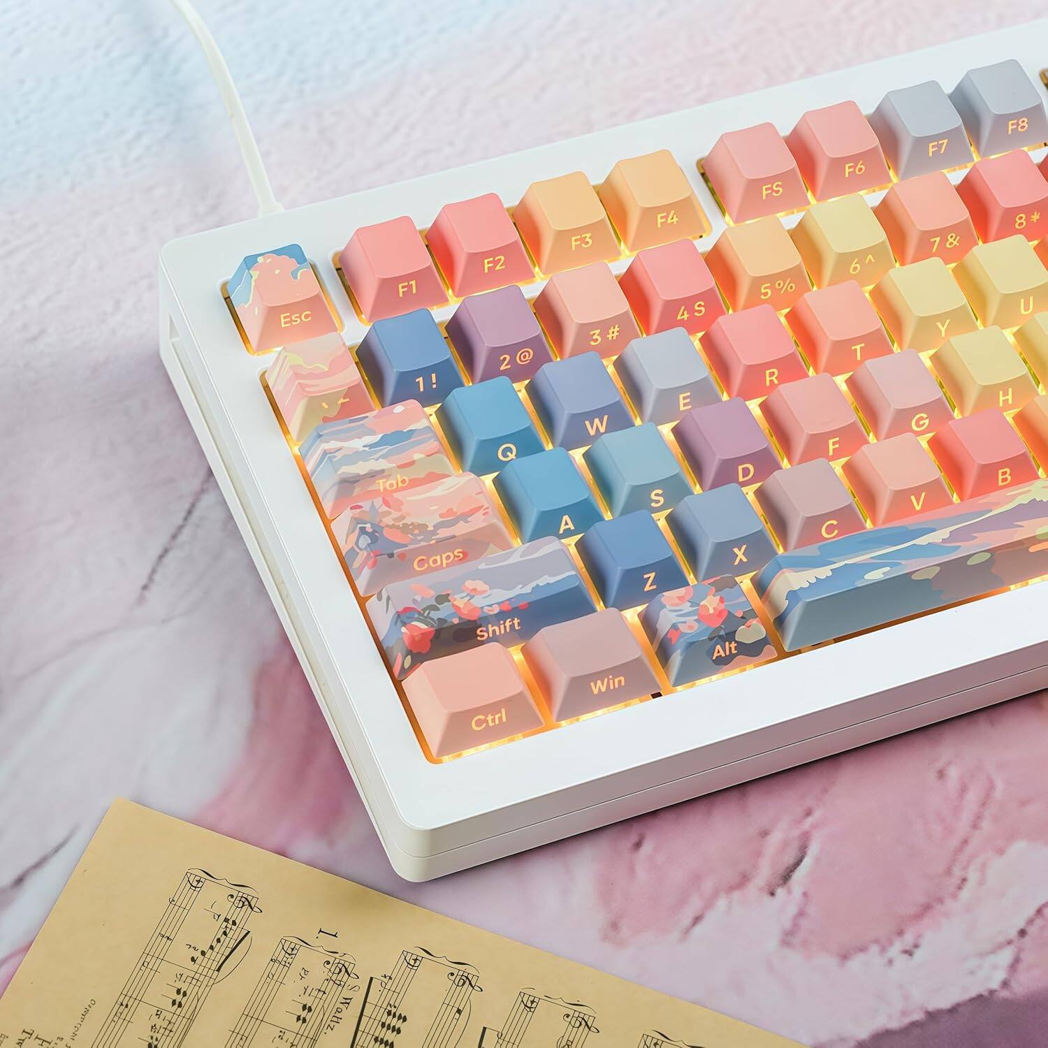 Esc F1 F2 F3 F4 F5 F6 F7 F8  
1! 2@ 3# 4$ 5% 6^ 7& 8*  
Q W E R T Y U I O P  
A S D F G H J K L  
Z X C V B N M  
Tab Caps Shift Ctrl Alt Win