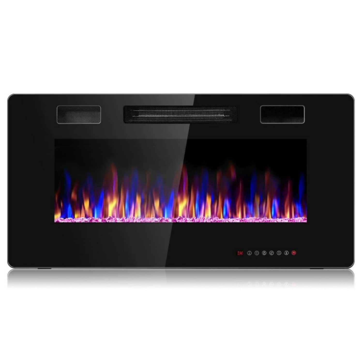 LUCKY ONE - 36 Inch Ultra Thin Wall Mounted/Recessed Electric Fireplace - Black