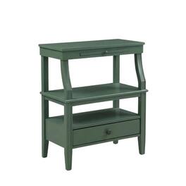 FurniFact - Storage Nightstand with Poplar Solids and Plywood Storage Space - Vintage Green