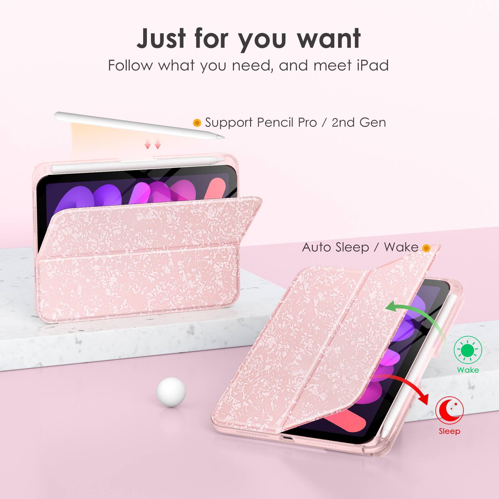 Just for you want  
Follow what you need, and meet iPad  

- Support Pencil Pro / 2nd Gen  
- Auto Sleep / Wake