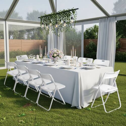 Alt View 8. Winado - 10PCS Portable Folding Plastic Stackable Chairs with Backrest Lightweight for Indoor Outdoor Camping Wedding Party - White.