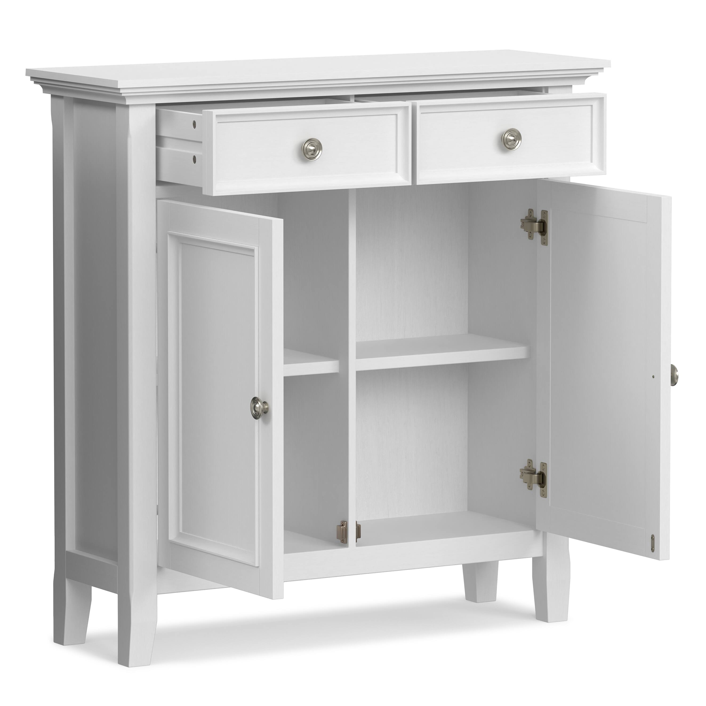 Back. Simpli Home - Amherst 36 inch Wide Solid Wood Transitional Storage Cabinet in White - White.