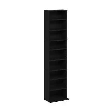 Front. Furinno - JAYA 9-Shelf Multimedia Media Storage Tower Rack with Adjustable Shelves - Americano.