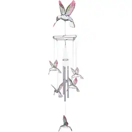 FC Design - 19" Long Hummingbird Acrylic Wind Chime Outdoor Patio or Garden Hanging Decoration - Multi-Color