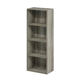 FurniFact - 4-Tier Open Shelf Bookcase with Rustic Finish - French Oak