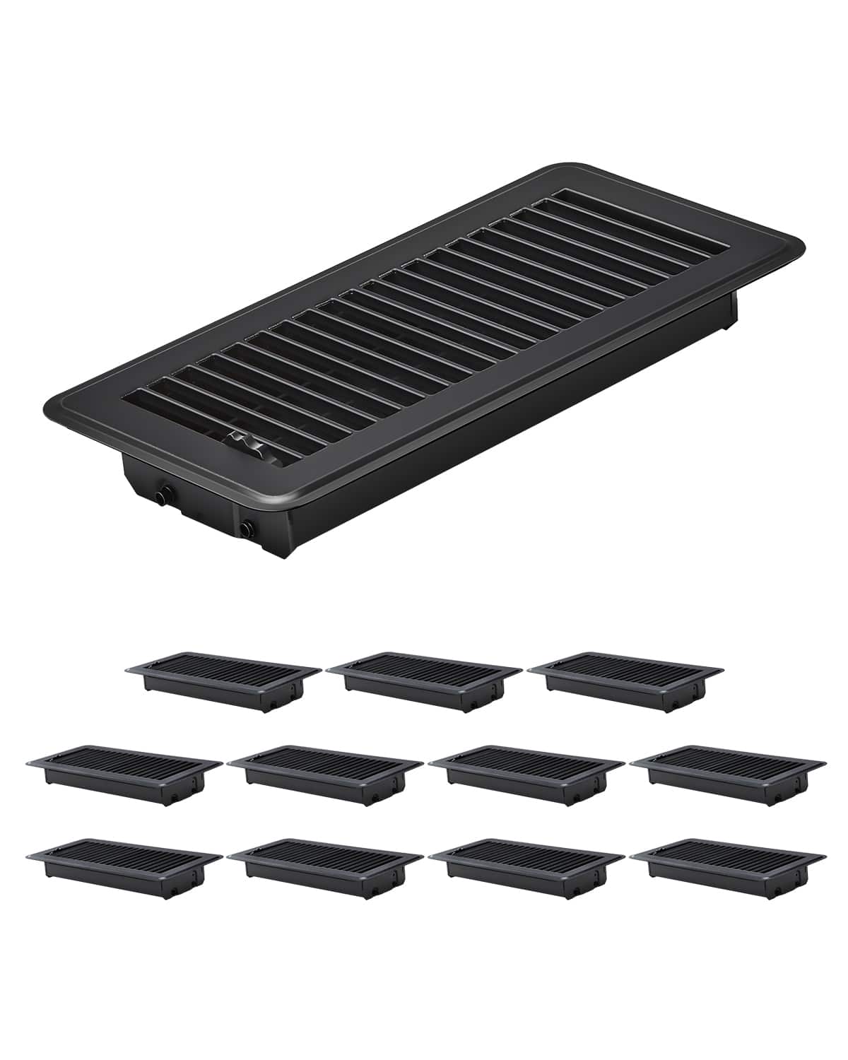 VEVOR - 4 x 10 Inch Floor Registers,12-Pack Vent Grilles, HAVC Heavy-Duty Walkable Iron Floor Vents,Easily Adjustable Rust-Proof - Black price history on PriceWatchPro