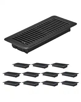 VEVOR - 4 x 10 Inch Floor Registers,12-Pack Vent Grilles, HAVC Heavy-Duty Walkable Iron Floor Vents,Easily Adjustable Rust-Proof - Black