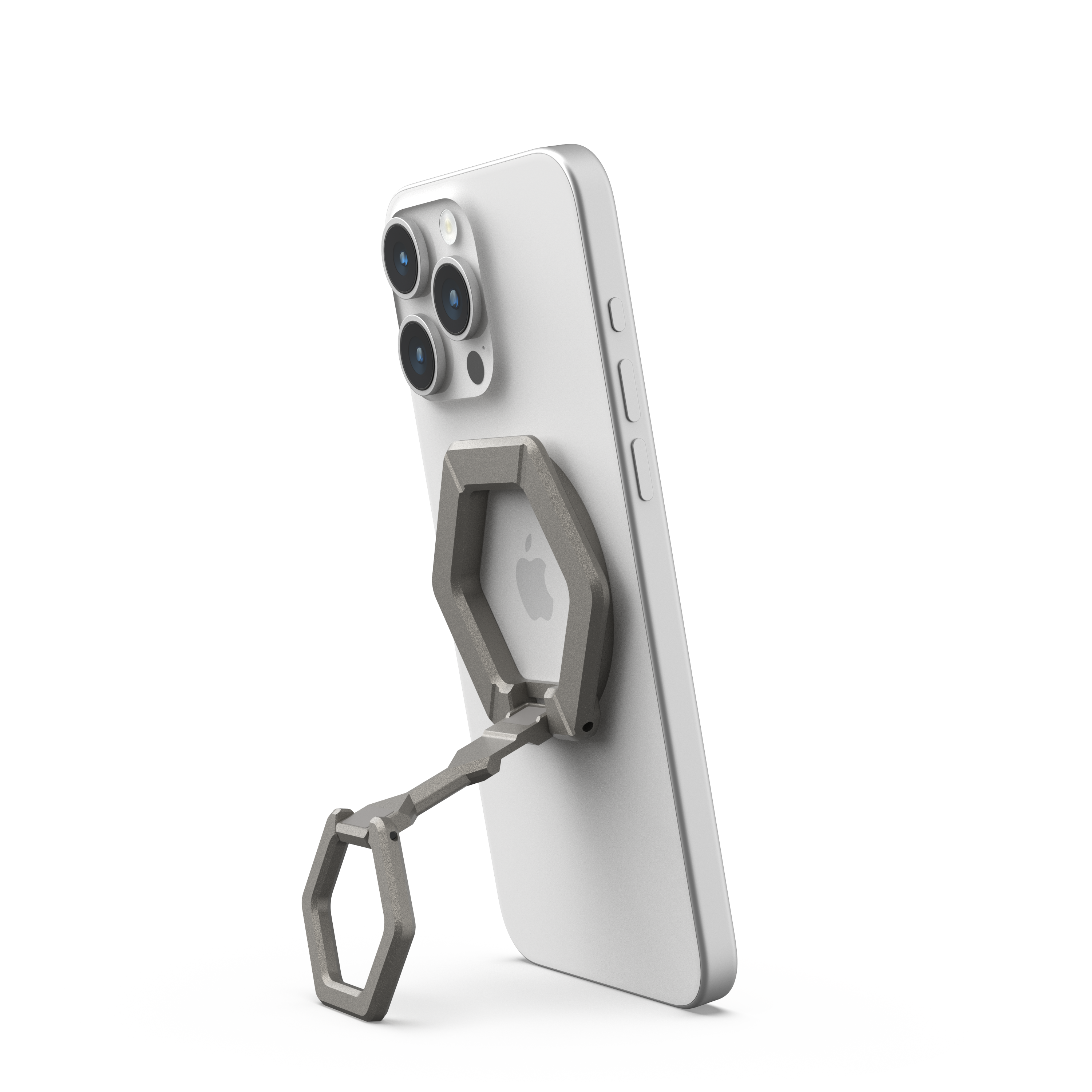 Left. UAG - Magnetic Phone Ring Stand, Universal MagSafe Phone Grip & Stand, Ultra-Strong Magnetic Hold, Premium Zinc, Sturdy - Titanium.