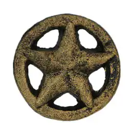 Zeckos - Set of 12 Antique Western Star Cast Iron Knobs - 2" - Drawer Pulls - Gold