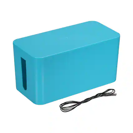 Front. Unique Bargains - Cable Management Box PS Cord Organizer with Tie to Hide Wires & Power Strips Desk TV Computer - Blue.