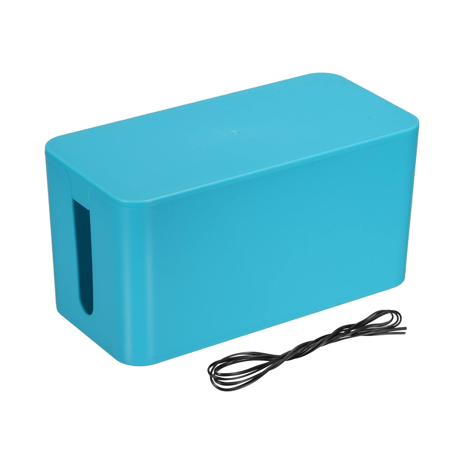 Front. Unique Bargains - Cable Management Box PS Cord Organizer with Tie to Hide Wires & Power Strips Desk TV Computer - Blue.