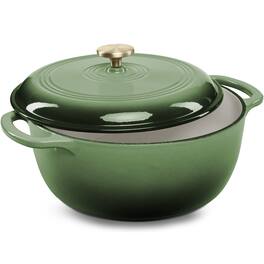 Best Choice Products - 6 Quart Cast-Iron Dutch Oven, Heavy-Duty Kitchenware w/ Enamel, Side Handles - Deep Olive Green