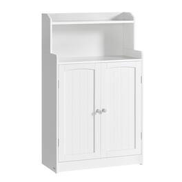 Songmics Home - 39.4-Inch Tall Storage Cabinet, Floor Cabinet with 2 Doors, 2 Adjustable Shelves, Freestanding, for Bathroom, Kitchen - Cloud White