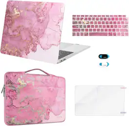 mosiso - 5-in-1 MacBook Air 13 Case and Sleeve Kit A2337/A2179/A1932 - Pink Marble