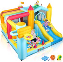Winado - 9-in-1 Inflatable Bounce House for Kids 3-6 with Blower, Kids Bounce House, Height-Adjustable Basketball Hoop