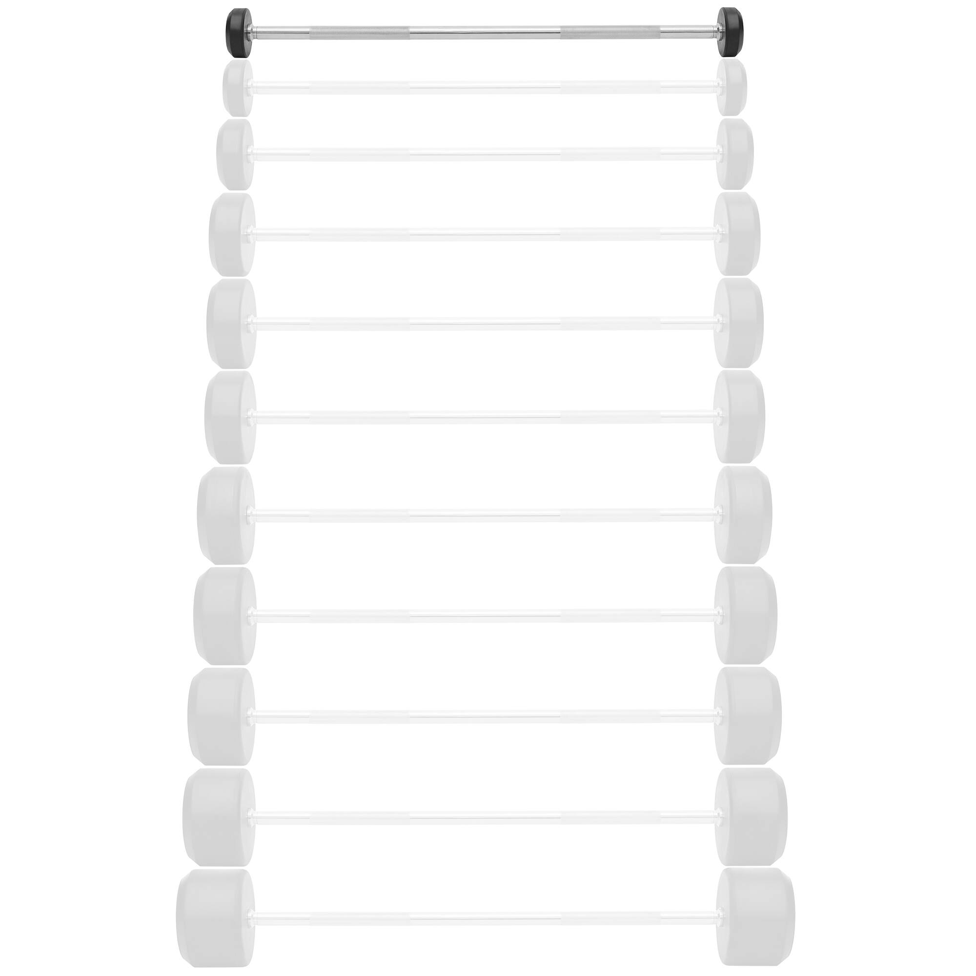 Alt View 1. Philosophy Gym - Rubber Fixed Barbell - Pre-Loaded Weight Straight Bar Weightlifting - Black.