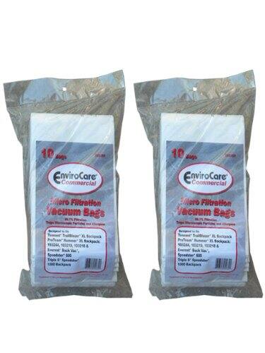 10 dos 10 dago EnviroCare Commercial EnviroCare Commercial Micro Filtration Vacuum Bags Micro Filtration Vacuum Bags EL ProTeam Backpack 102264 003 0324 A Eversal Back Vac*. Spoedster* 600 Triple 5 1000 XL ProTeam Backpack: 991244 103219 1032 & Enurest Back Vac', Spoedster 600 Triple S Speodster" 1000