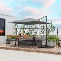 Costway Patio 9.5FT Square Cantilever Offset Hanging Umbrella 2-Tier 360° Outdoor - Gray - Front_Zoom