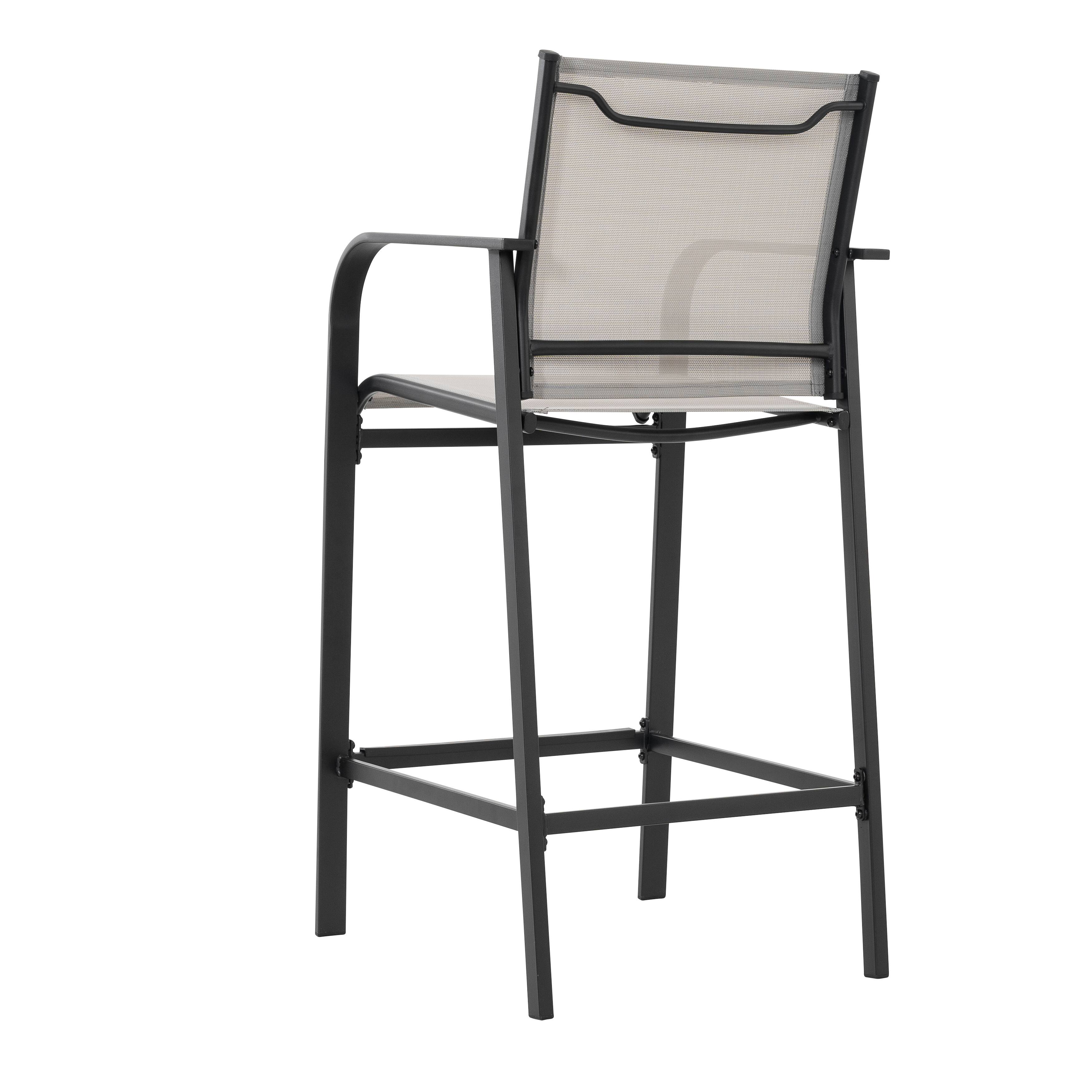 Alt View 6. Nuu Garden - Outdoor Textilene High Bar Stools with Powder-Coated Frame, Light Gray - Light Gray.