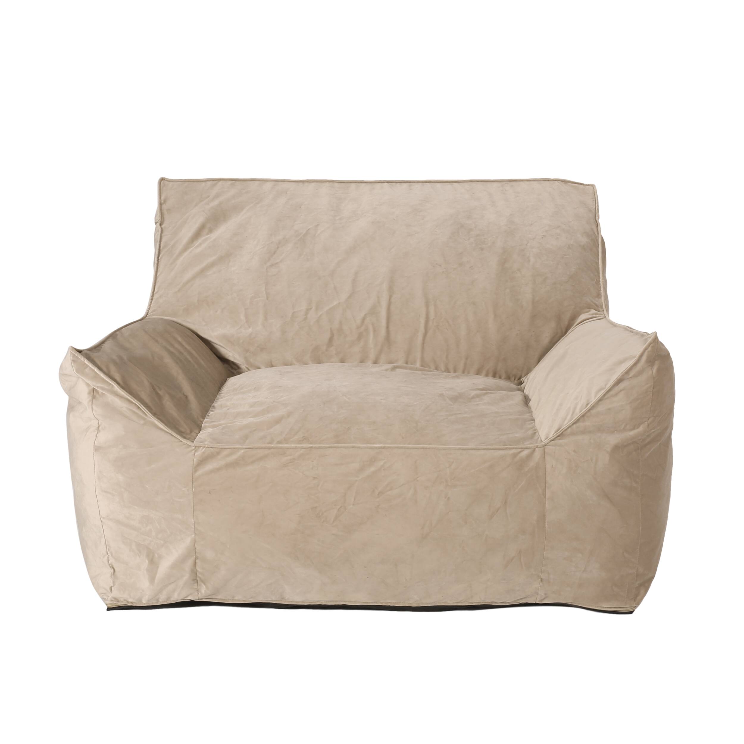Angle. LOVMOR - Standard Velvet Bean Bag Chairs Removable Washable Cover For Living Room Bedroom Dorm Soft Touch Indoor Lounge - taupe.