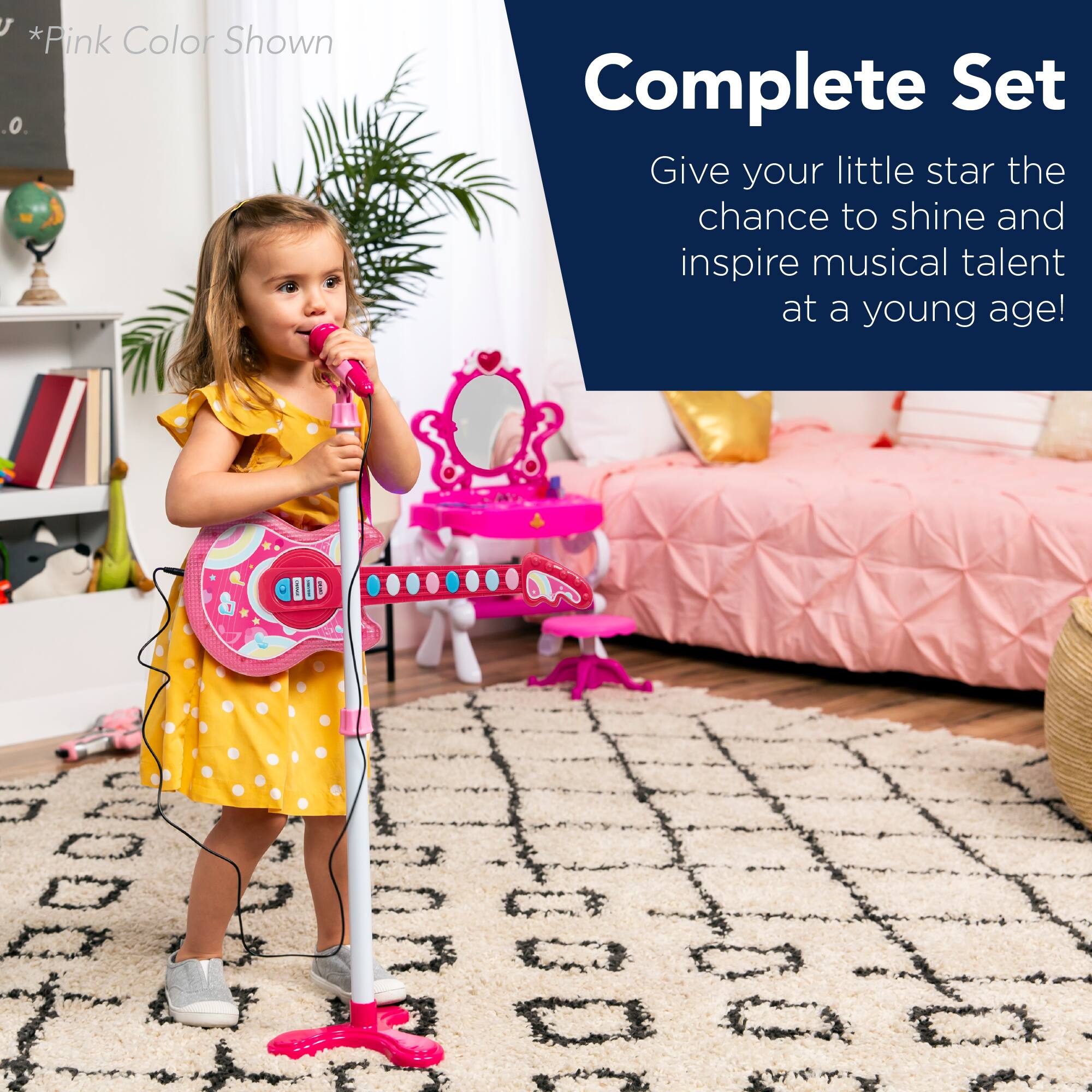*Pink Color Shown

Complete Set

Give your little star the chance to shine and inspire musical talent at a young age!