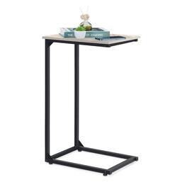 Oumilen - C-Shaped End Table with Sturdy Metal Frame - Oak