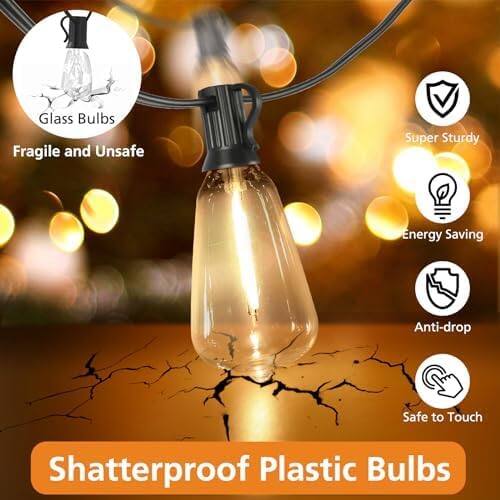 Glass Bulbs: Fragile and Unsafe

Super Sturdy
Energy Saving
Anti-drop
Safe to Touch

Shatterproof Plastic Bulbs