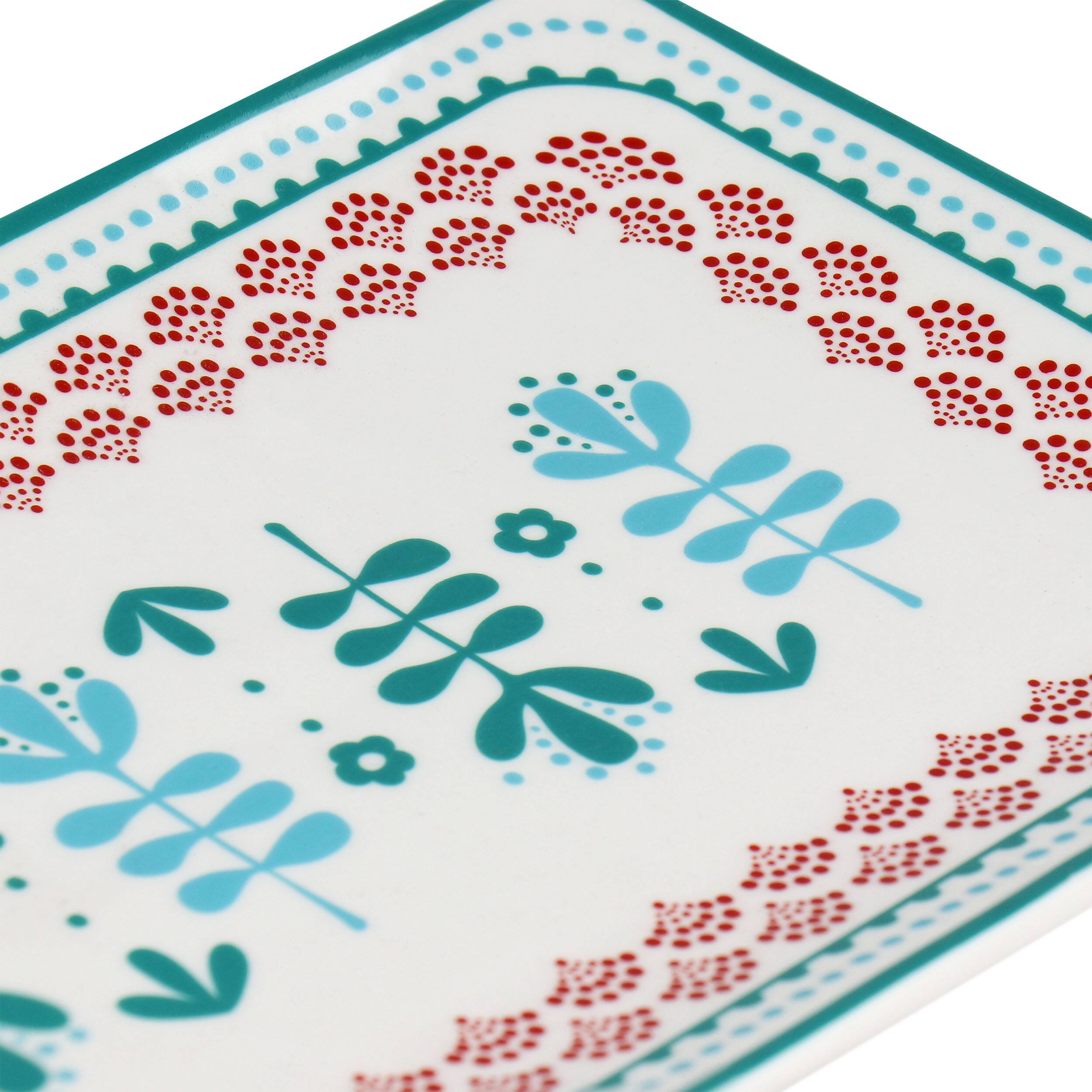 Alt View 3. Gibson - Gibson Home Village Vines 10.6 Inch Fine Ceramic Rectangular Platter in Multi - Multi.