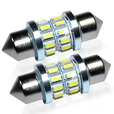 Front. HQRP - 31 mm Festoon LED Bulb 2-Pack 12 V DC Dome Map Trunk License Plate Replaces DE3175 DE3021.
