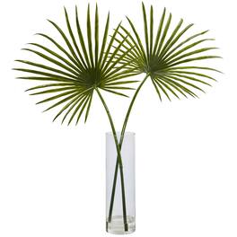 BreeBe - 49" Fan Palm in Cylinder Vase - Green