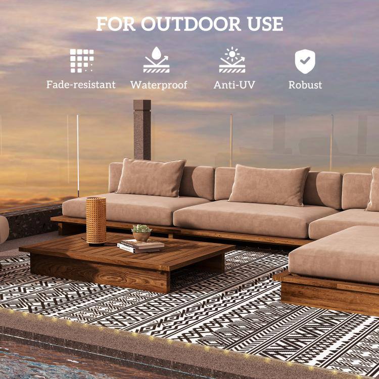 PULUZ Outdoor Rug Carpet with USB Lights Reversible Patio Rug with ...