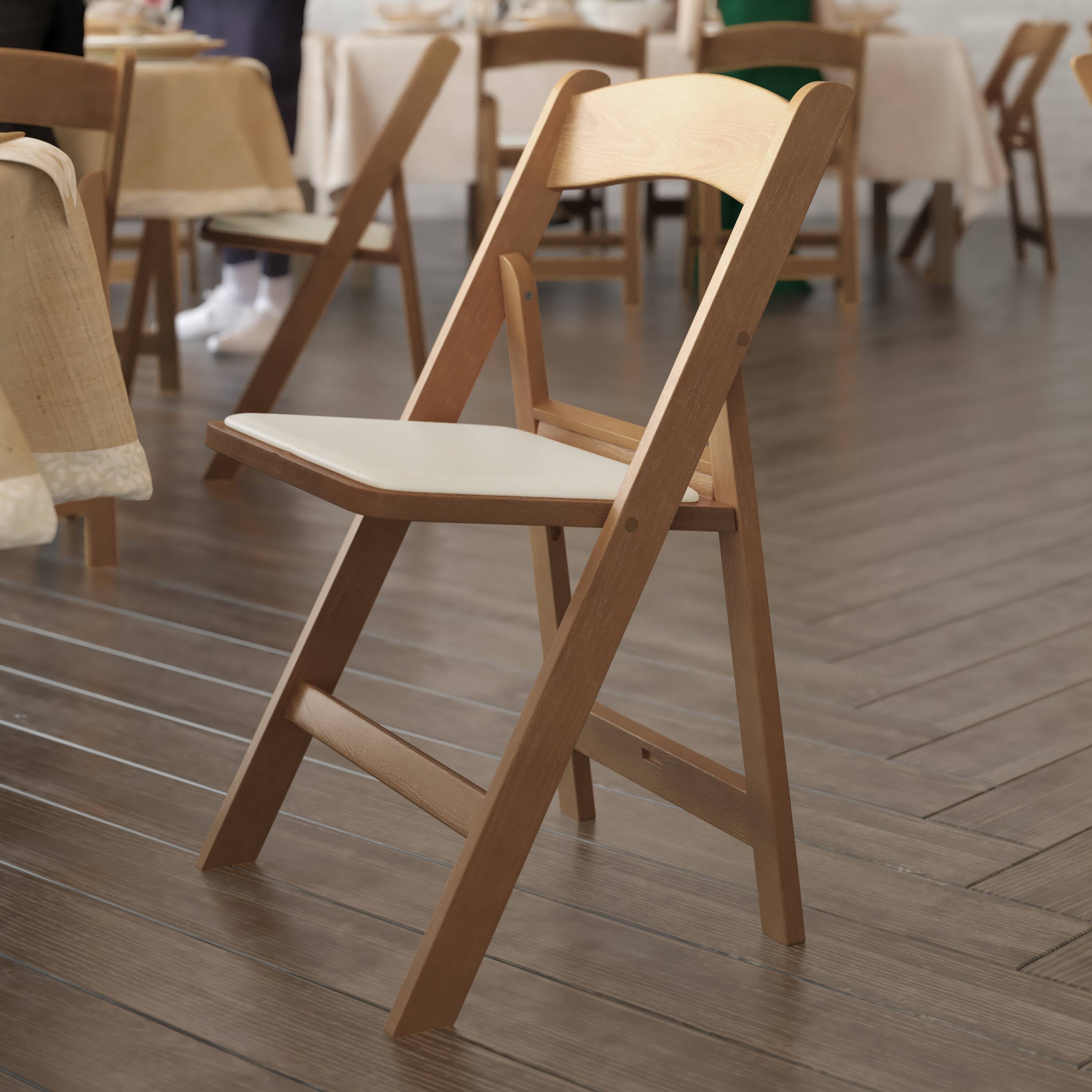 Alt View 3. Flash Furniture - HERCULES 2 Pack Commercial Chestnut Indoor/Outdoor Lightweight Wood Look Resin Folding Event Chair - Brown.