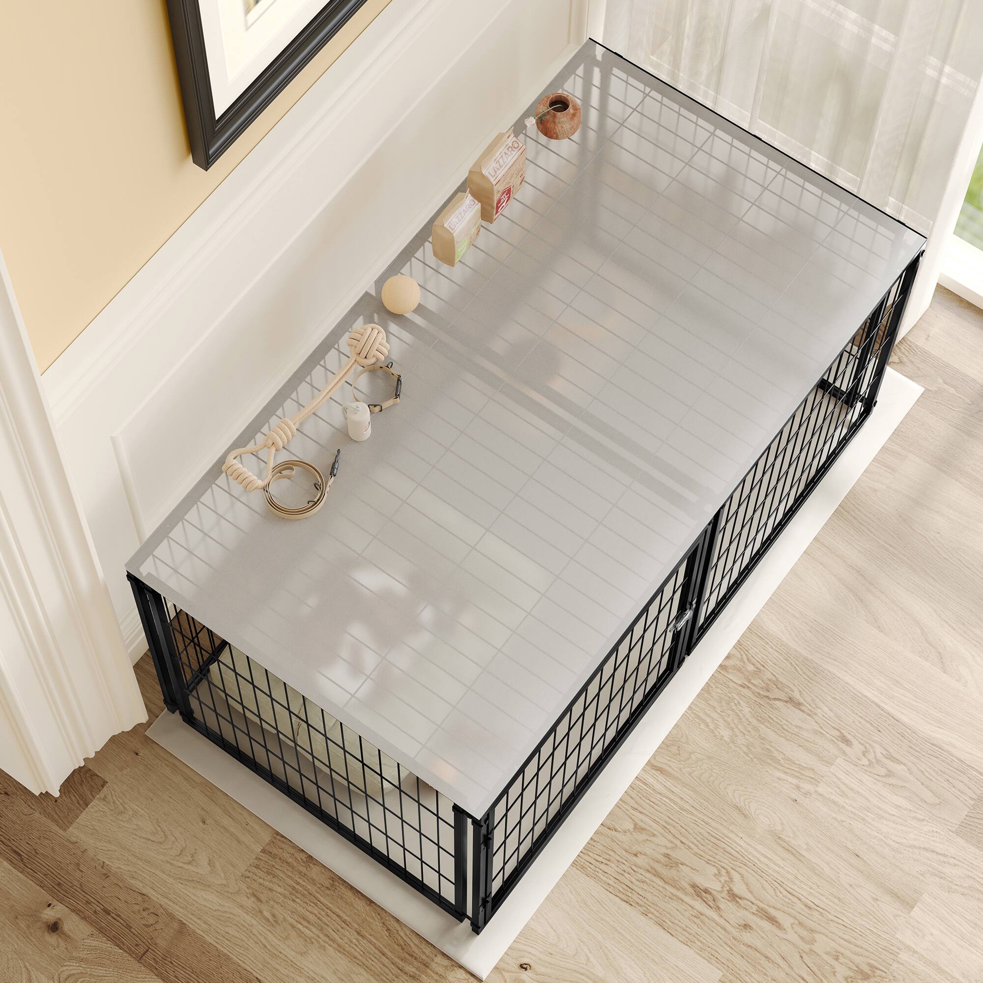 Alt View 5. Runesay - Black 48" Large Indoor Dog Pet Cage Dog Kennel for Medium Dogs Puppy Dog Playpen with Top.