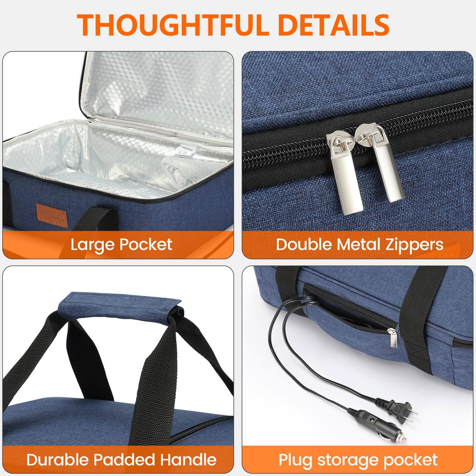 THOUGHTFUL DETAILS

- Large Pocket
- Double Metal Zippers
- Durable Padded Handle
- Plug storage pocket