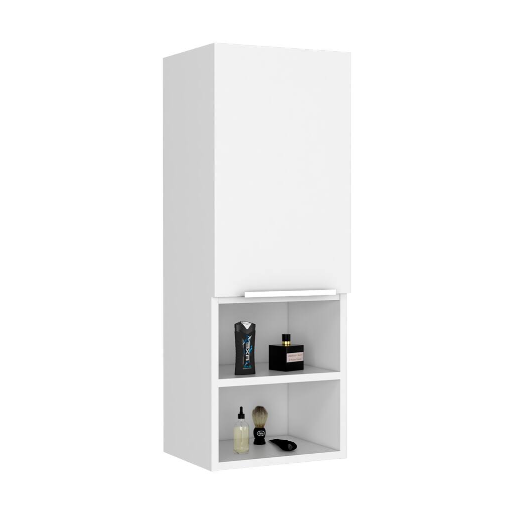 Alt View 1. TinyHomie - Medicine Single Door Cabinet 32in H Two Interior Shelves Two External Shelves White - White.