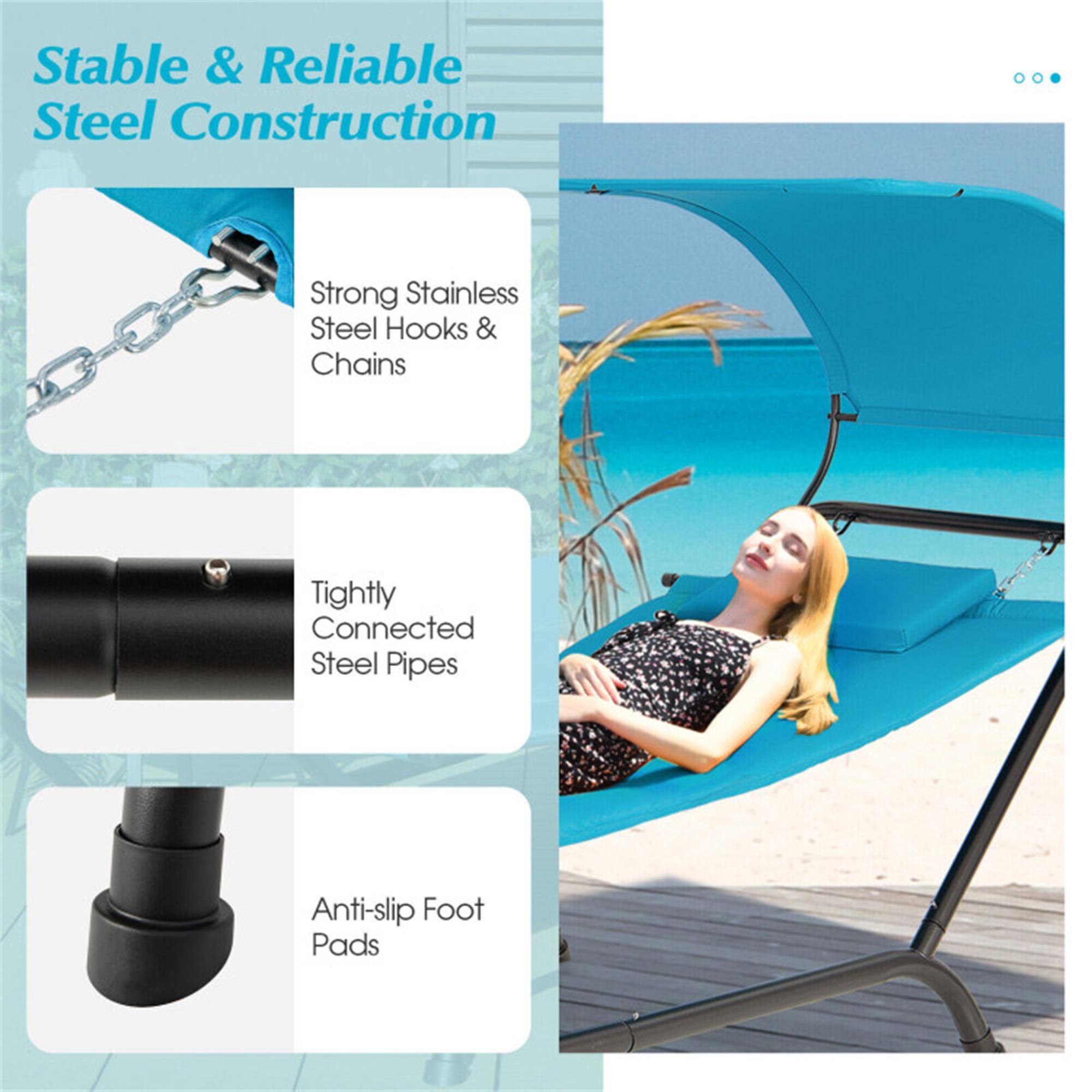 Stable & Reliable Steel Construction

- Strong Stainless Steel Hooks & Chains
- Tightly Connected Steel Pipes
- Anti-slip Foot Pads