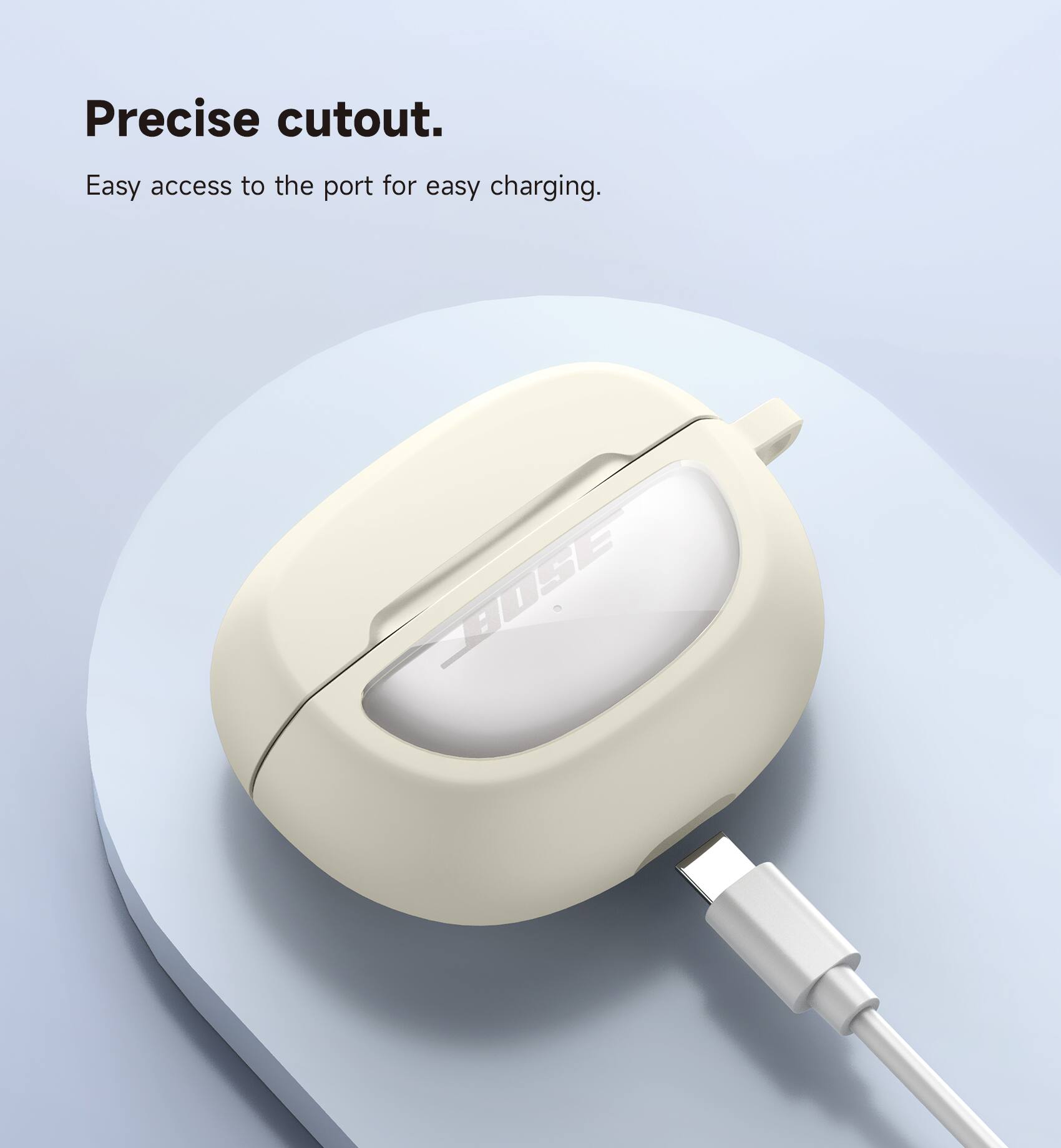Precise cutout.  
Easy access to the port for easy charging.  
BOSE