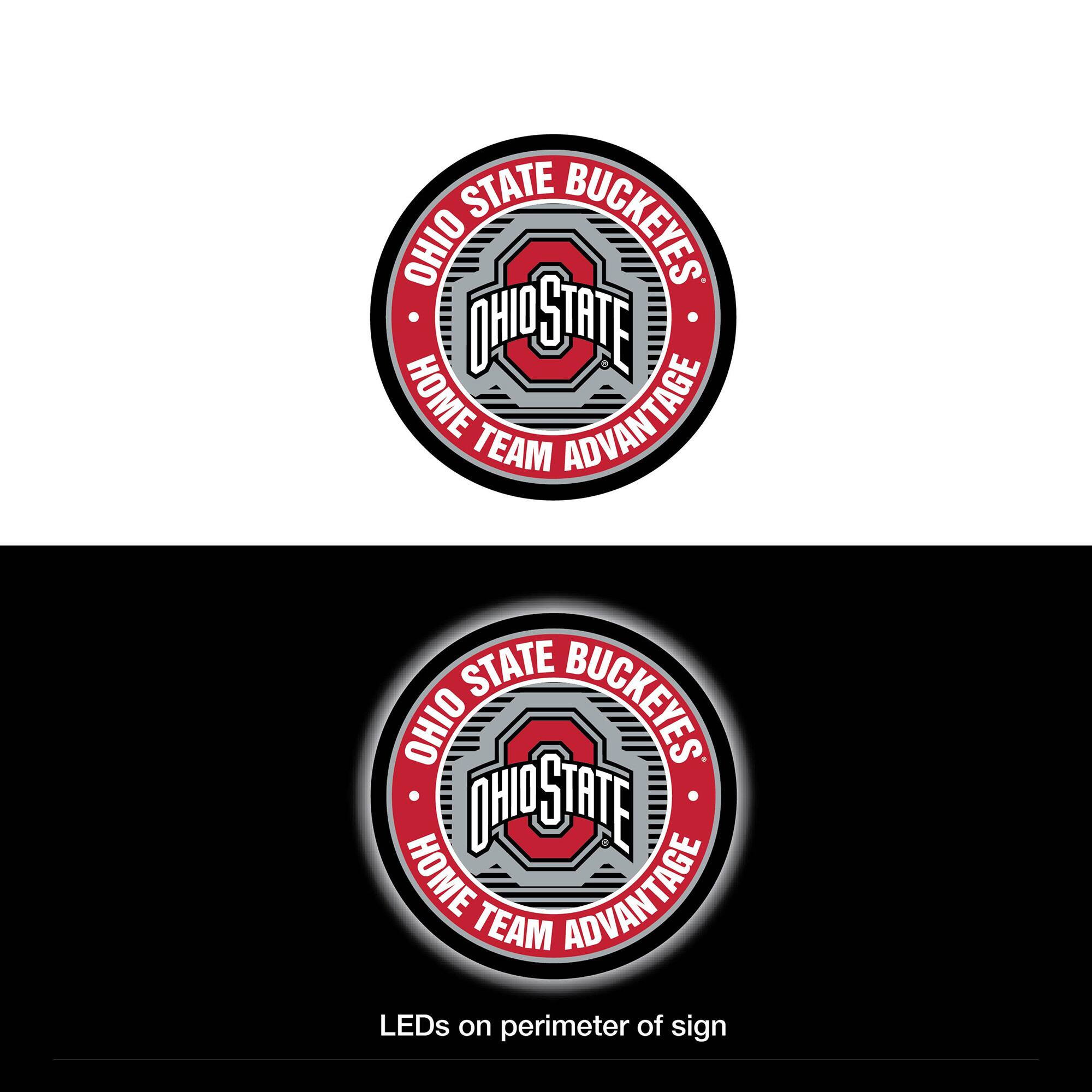 OHIO STATE BUCKEYES  
HOME TEAM ADVANTAGE  

LEDs on perimeter of sign
