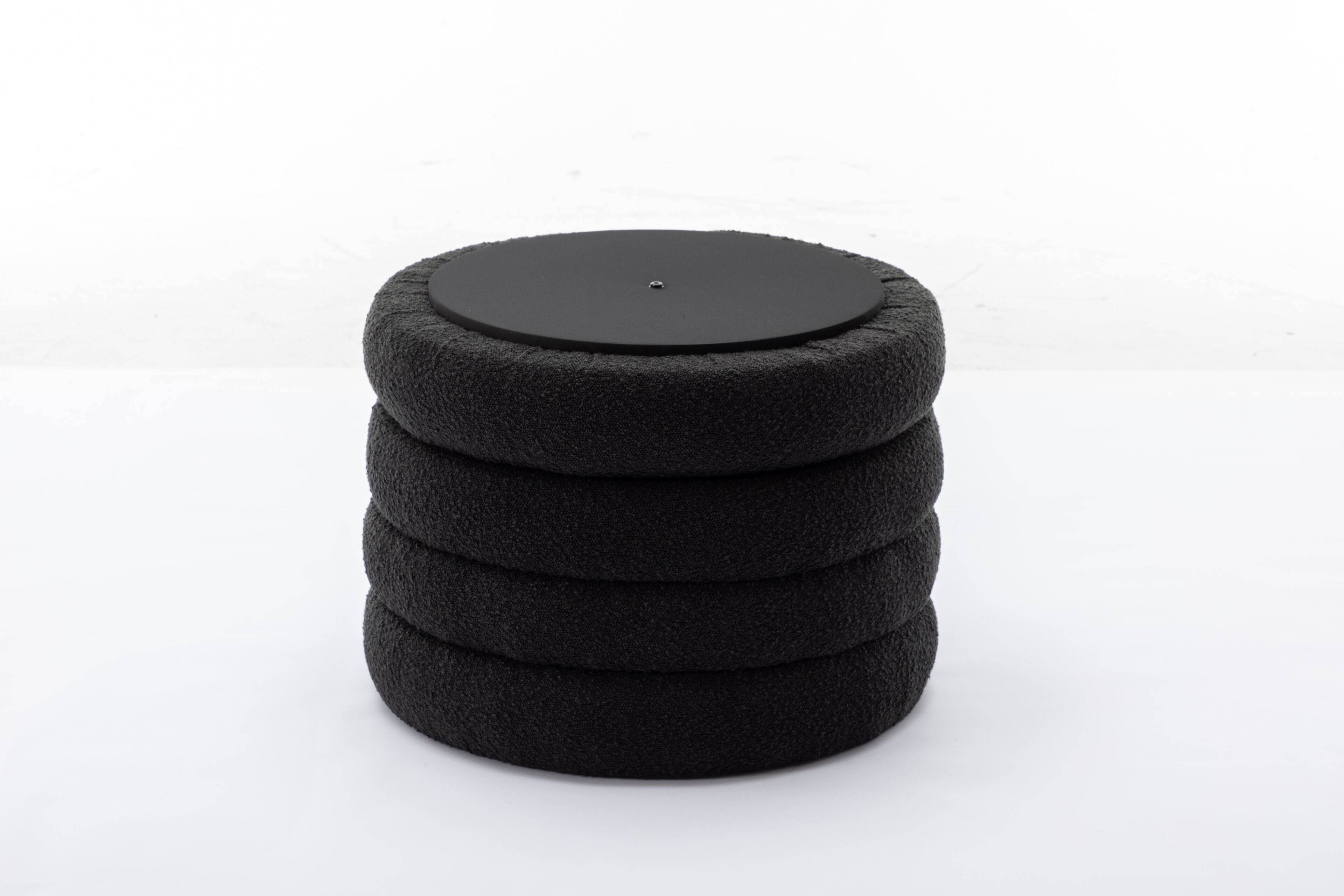 Alt View 9. GOODSILO - Soft Velvet Round Ottoman Footrest Stool with Wooden Frame for Living Room and Bedroom Comfortable Seating - Black.