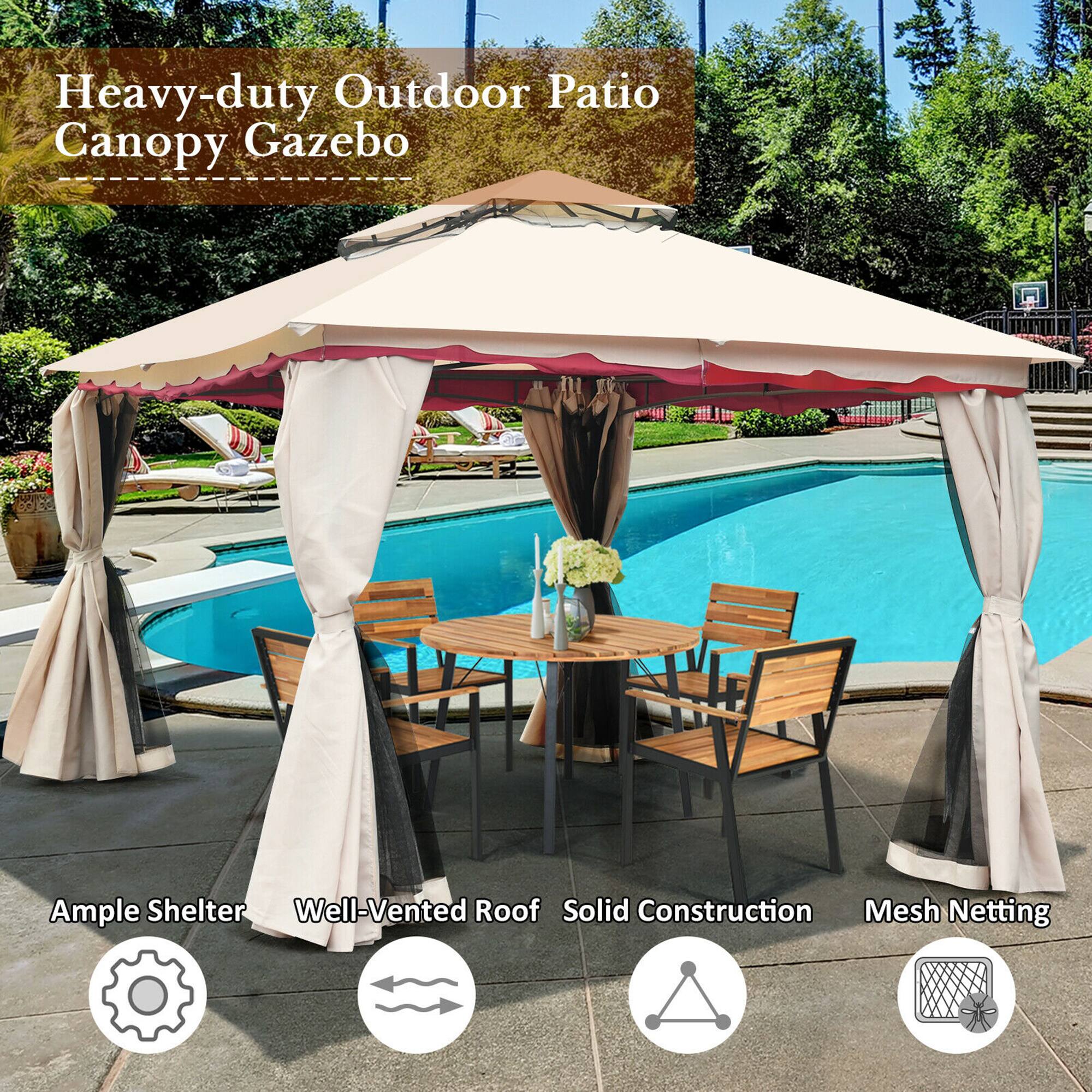Heavy-duty Outdoor Patio Canopy Gazebo

- Ample Shelter
- Well-Vented Roof
- Solid Construction
- Mesh Netting