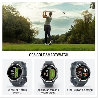 Garmin Approach S44, Silver/Twilight Silicone GPS Golf Smartwatch Garmin Approach S44, Silver/Twilight Silicone GPS Golf Smartwatch
