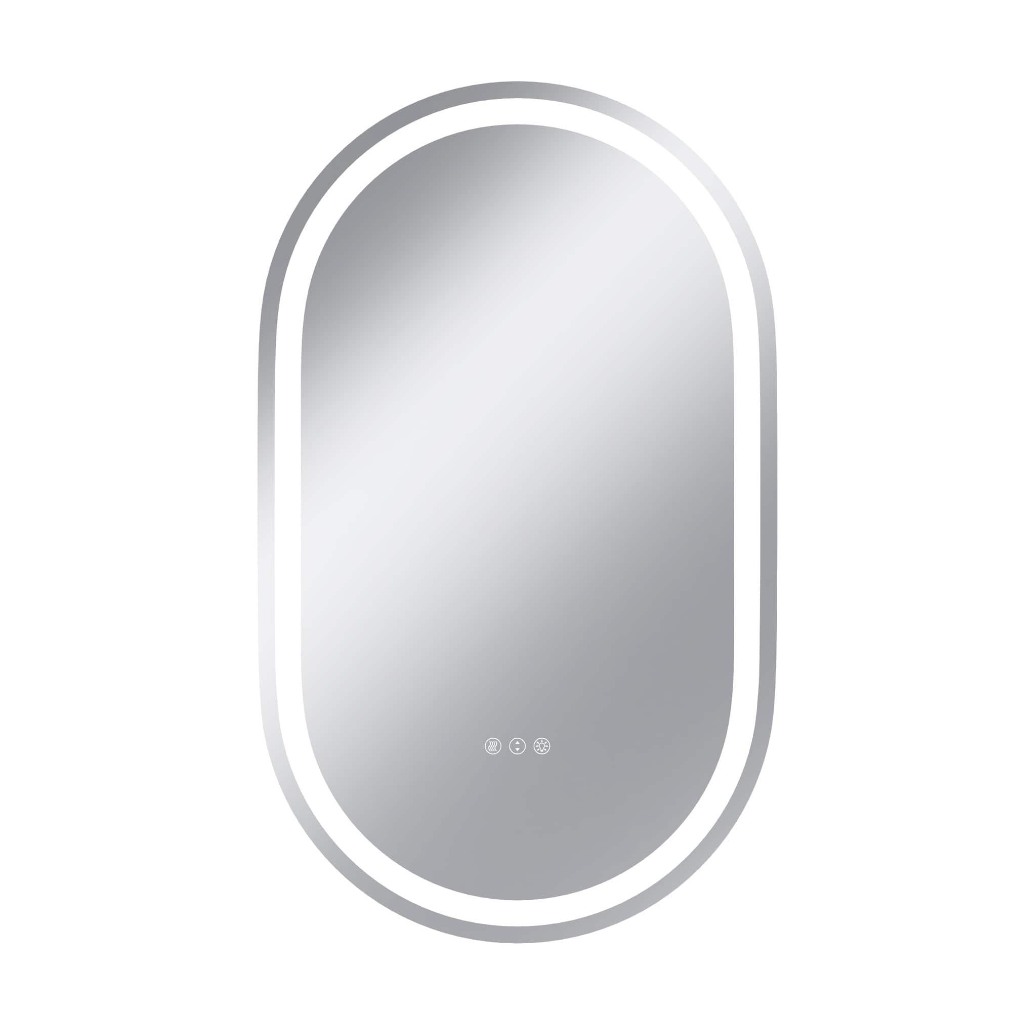 Boyel Living - 24 x 40 in Track-Shaped Aluminum Frame Anti-Distortion Easy Installation Mirror with Front Light