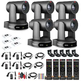 5 x PTZOptics Move 4K PTZ Camera with 30x Zoom (Gray) (PT30X-4K-GY-G3) + 5 x Wall Mount