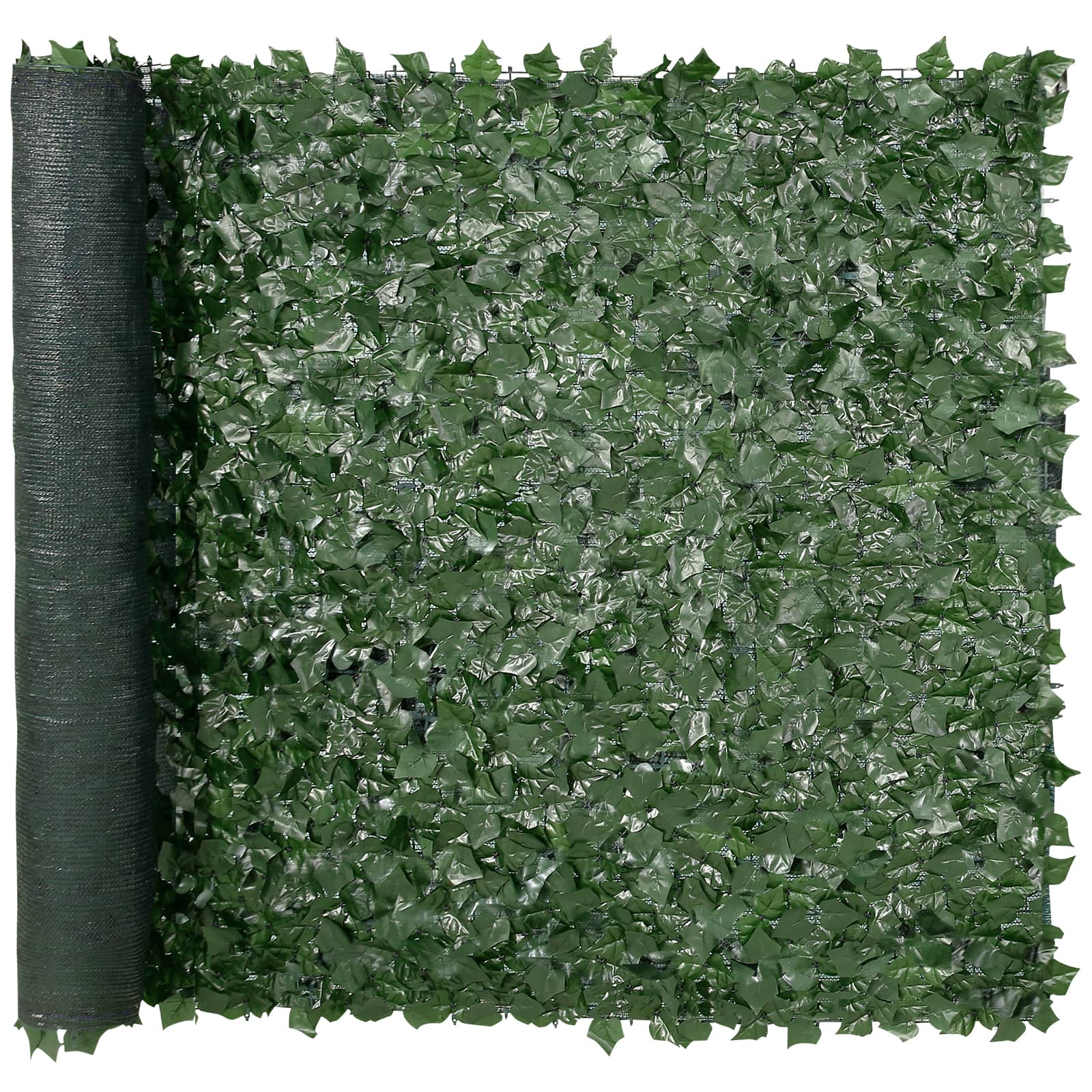 Front. VEVOR - Ivy Privacy Fence, 59 x 98 in Artificial Green Wall Screen, Greenery Ivy Fence with Mesh Cloth Backing - Green.