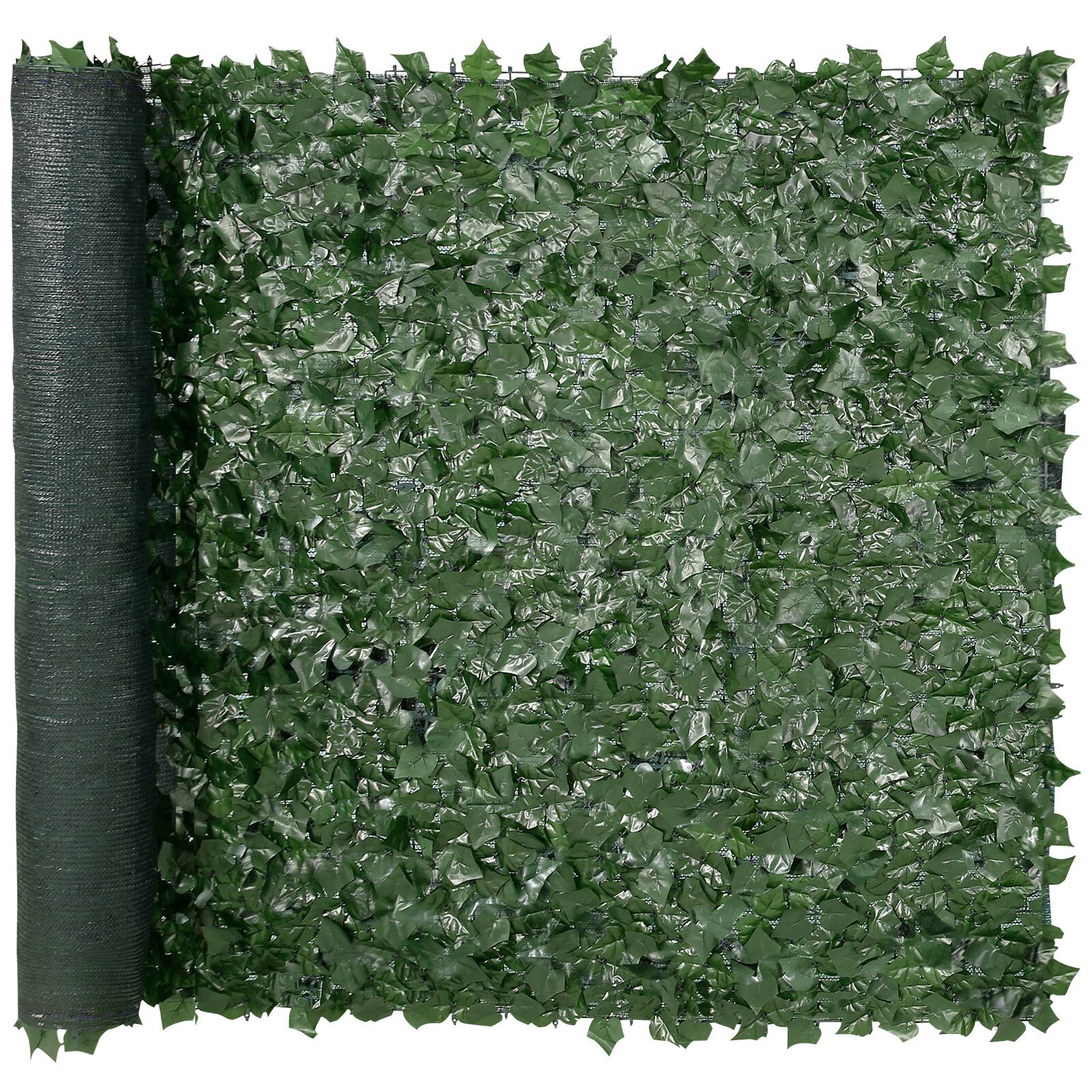 Front. VEVOR - Ivy Privacy Fence, 59 x 98 in Artificial Green Wall Screen, Greenery Ivy Fence with Mesh Cloth Backing - Green.