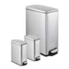Front. Innovaze - 11.9 Gallon/ 45 Liter + Two 1.6 Gallon/6 Liter Rectangular Step-on Trash Can Set For Bathroom and Kitchen - Sliver.