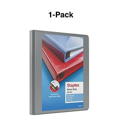 1-Pack  
Staples  
Heavy Duty Binder  
Reinforced rings open easily  
View 4 Pockets  
PVC  
FREE Pockets