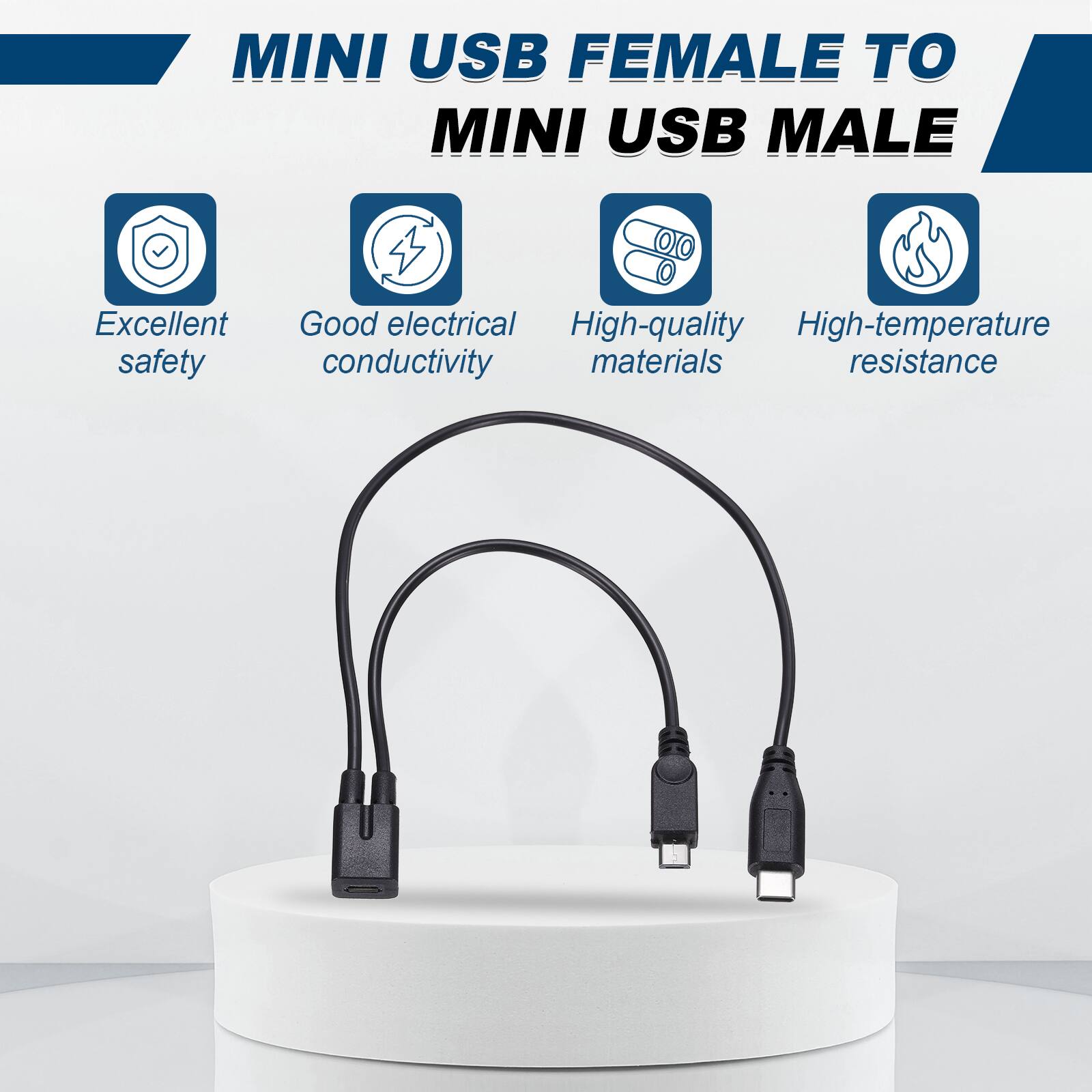 MINI USB FEMALE TO MINI USB MALE

Excellent safety
Good electrical conductivity
High-quality materials
High-temperature resistance