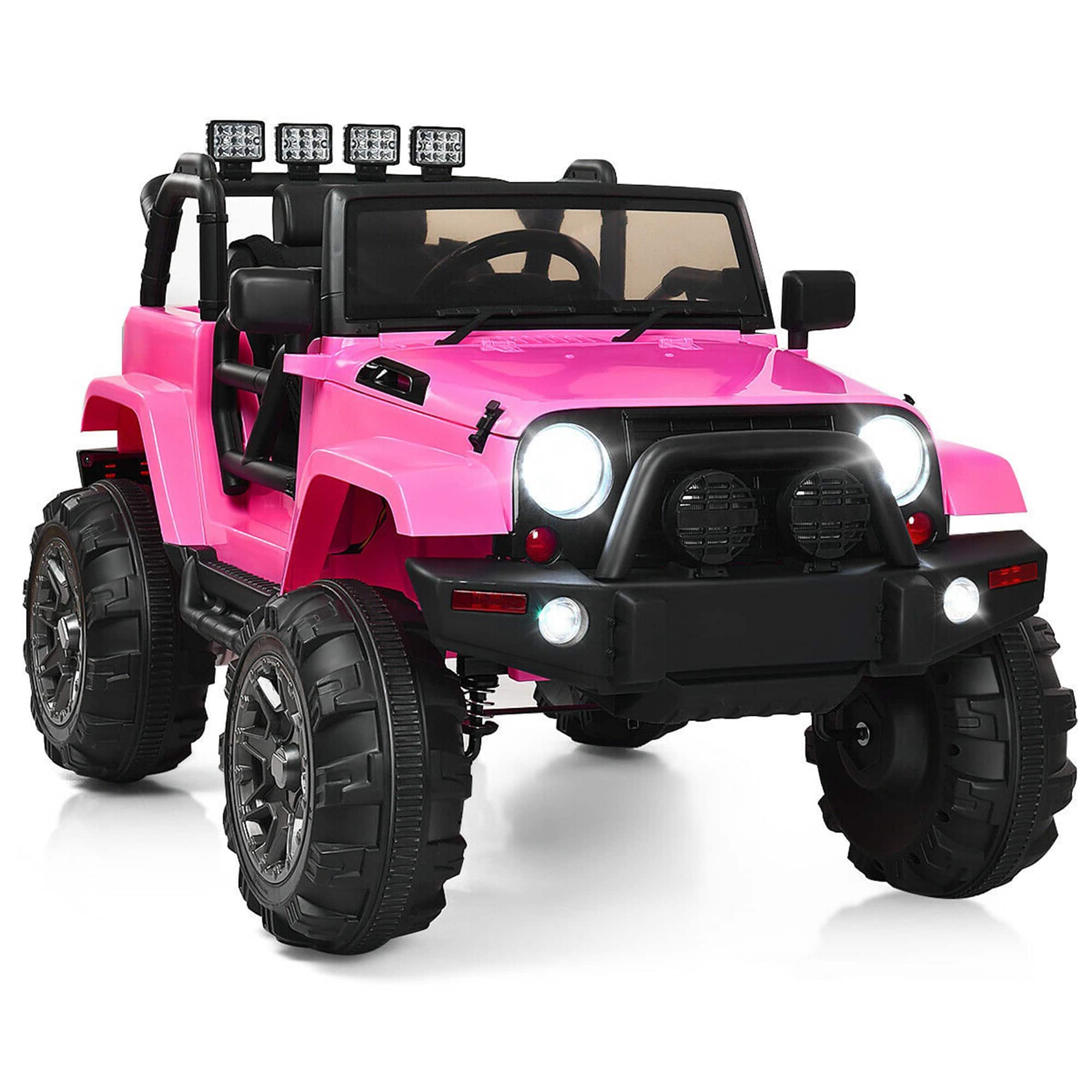 Front. Gymax - Gymax Electric 12V Kids Ride-on Car Truck Parent Control with 2.4 GHZ Remote Control Pink - Pink.