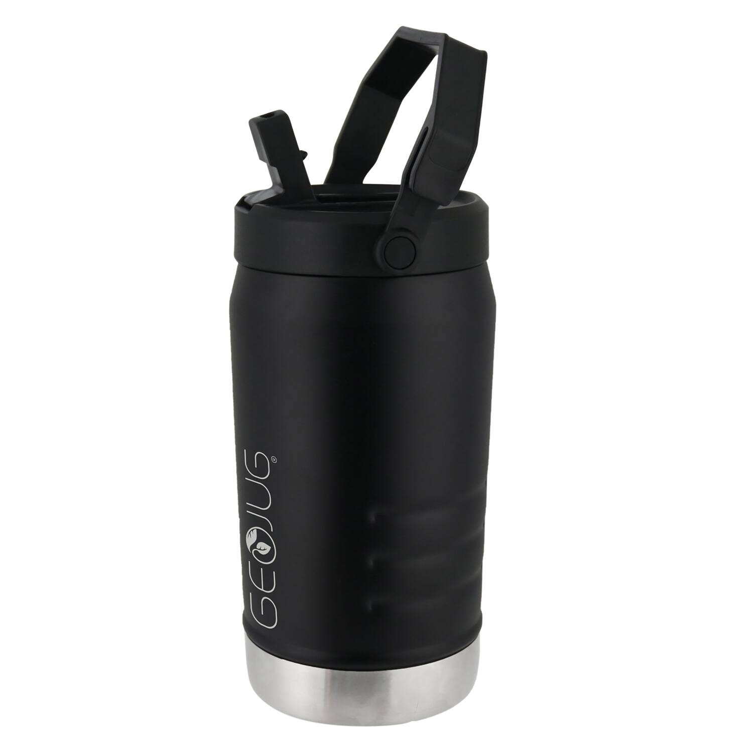 Front. Brentwood - Brentwood Geojug Vacuum-insulated Stainless Steel Sports Water Jug With Spout Straw Lid, And Handle With Fence Hook - Black.